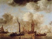 Jan van de Capelle Shipping Scene with a Dutch Yacht Firing a Salure oil painting artist